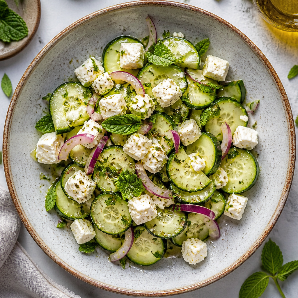 Ensalada de pepino y feta