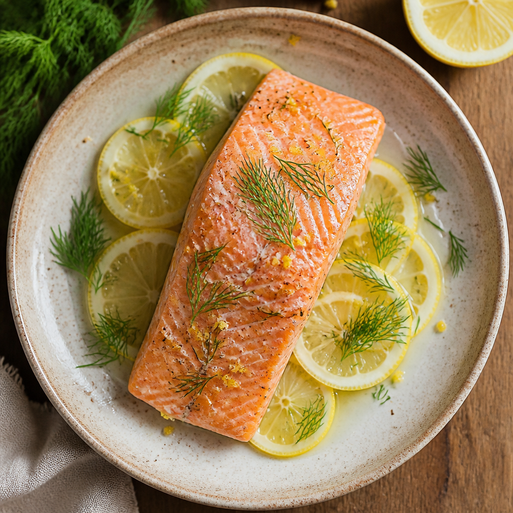 Salmón al vapor con eneldo
