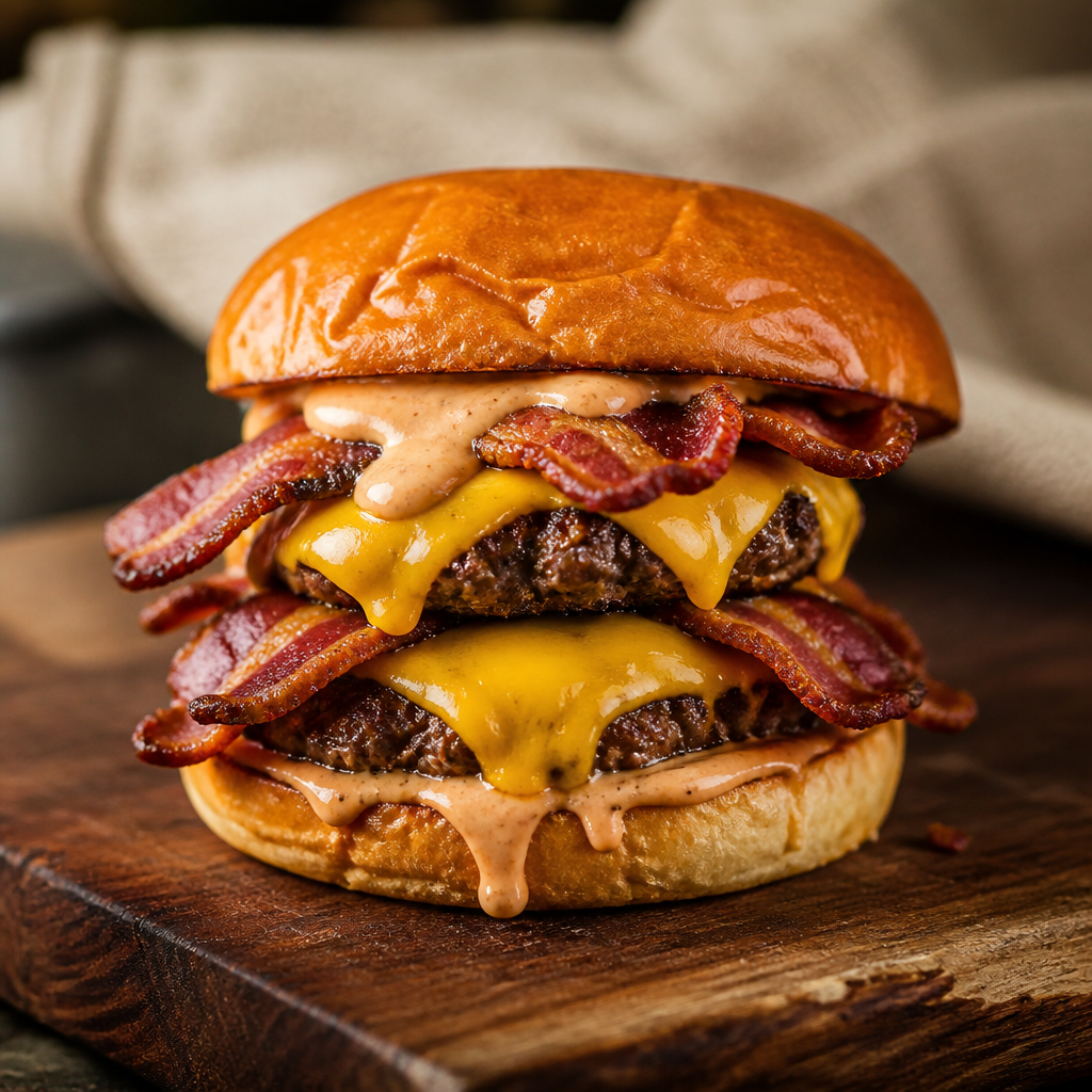 Hamburguesa doble con queso cheddar