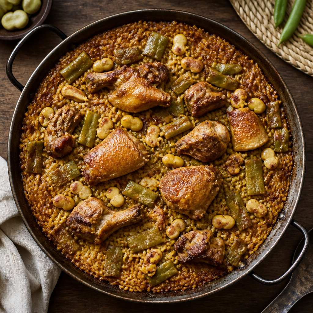 Paella valenciana de carne
